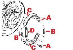 rear parking brake shoes diagram